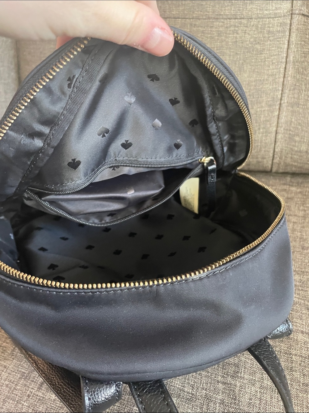 Kate Spade Black Mini Backpack with Pink Floral Embroidery Design - Picture 3 of 8